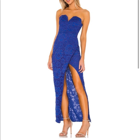 NBD Dresses & Skirts - NBD NEW Strapless Lace Cam Gown Maxi Dress Slit